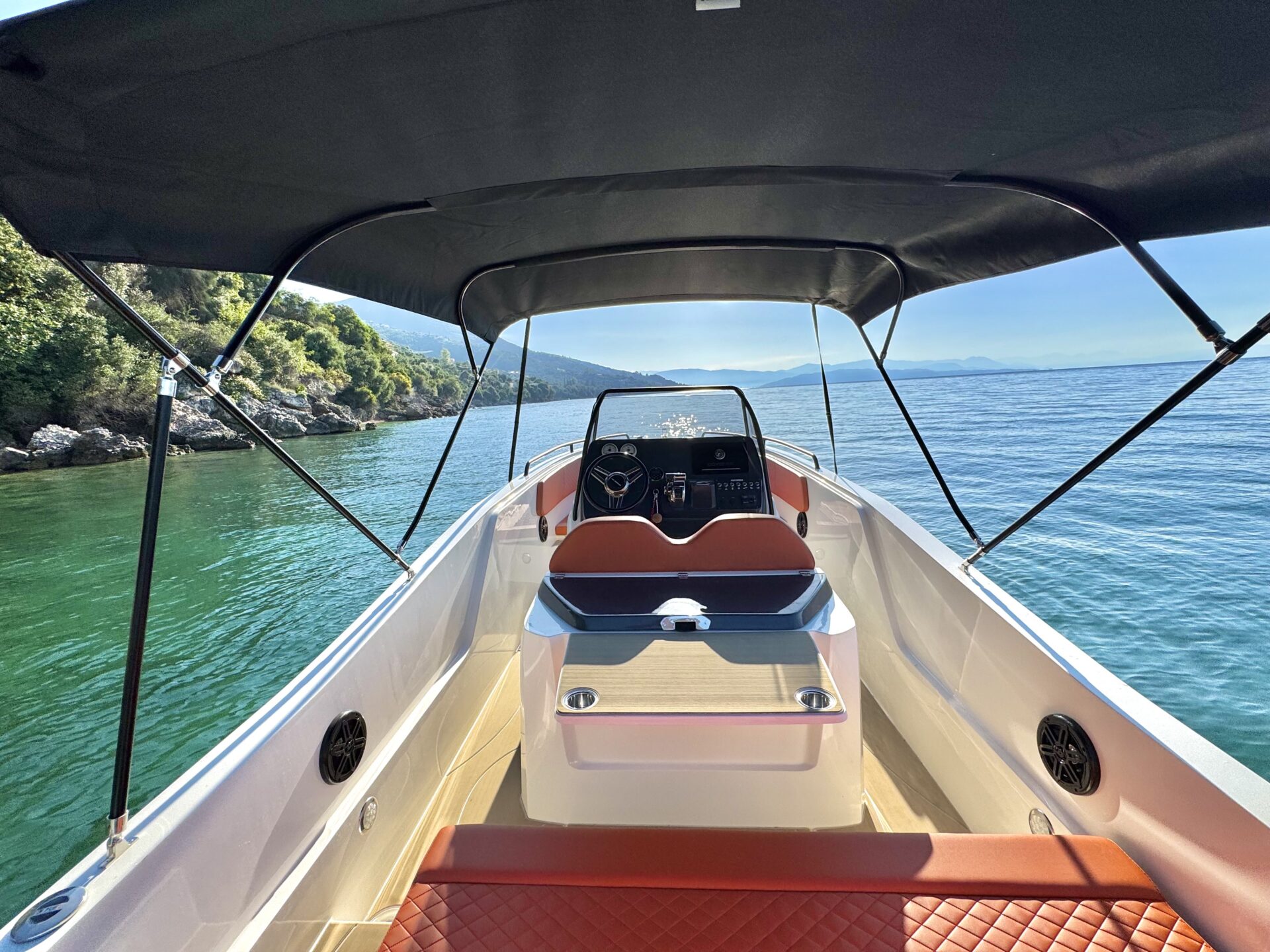 Nissaki Rent a Boat Corfu orange interior nemesis