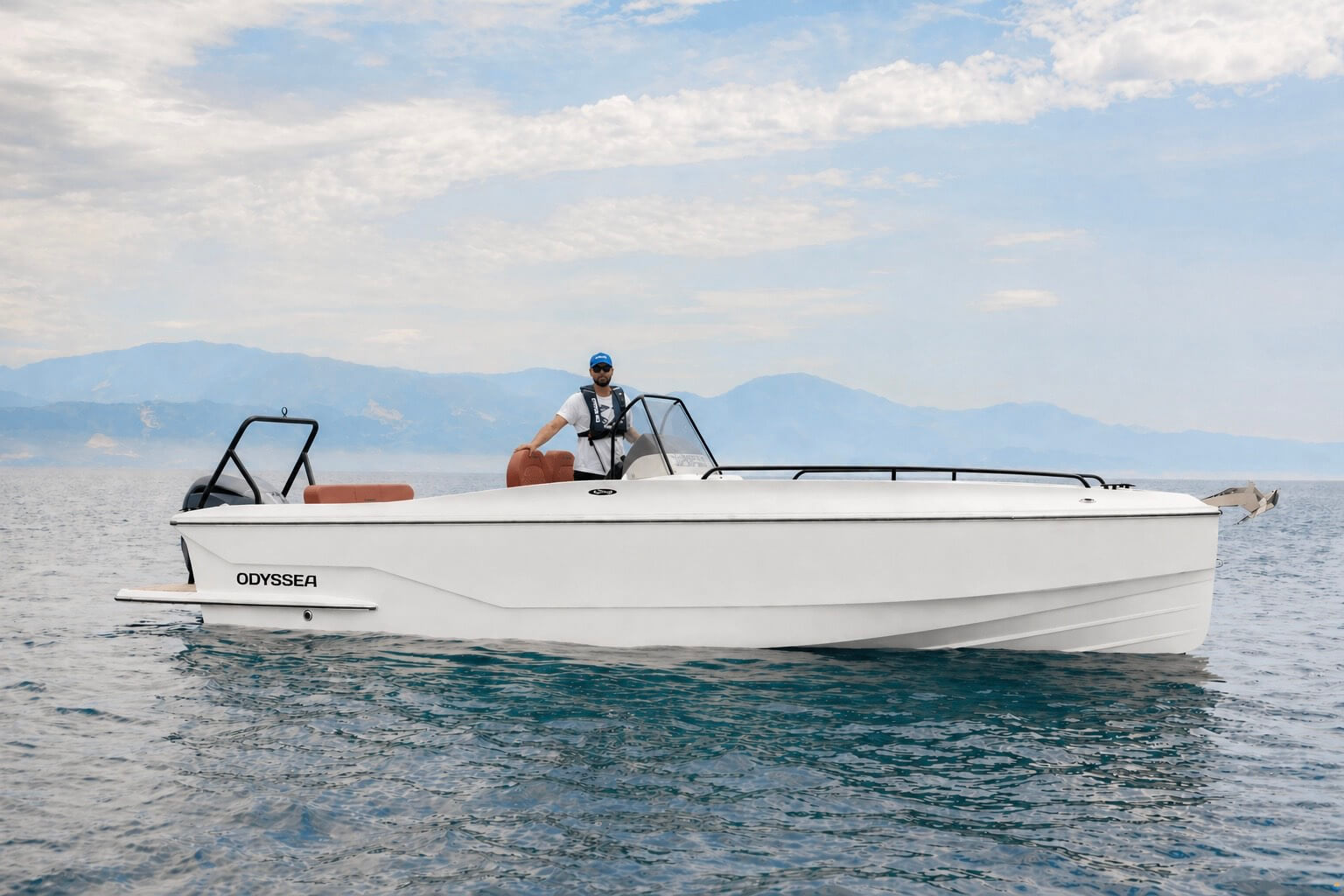 Nissaki Rent a Boat Corfu nemesis picture of man on boat