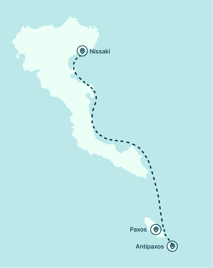 Nissaki Rent a Boat Corfu paxos and antipaxos map