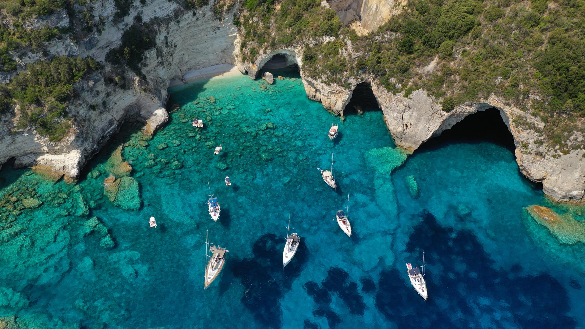 Nissaki Rent a Boat Corfu aerial droe of paradise bay